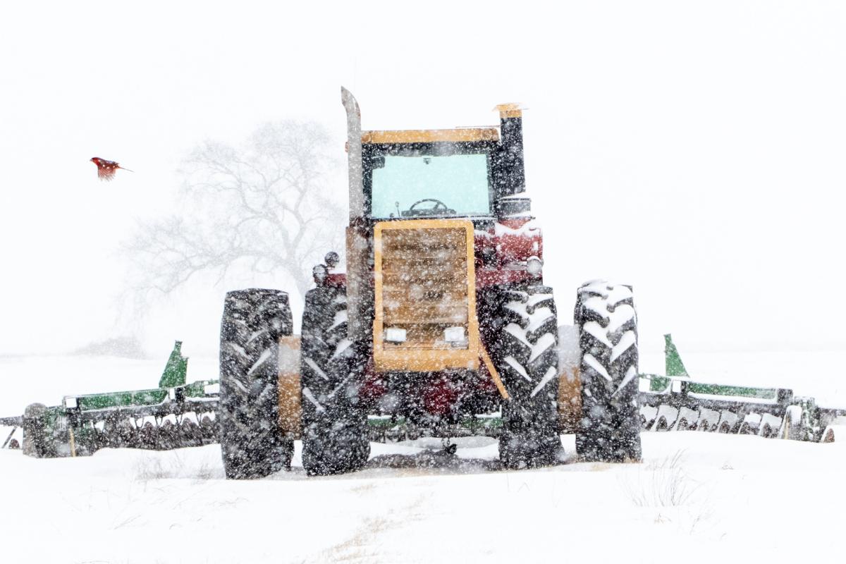 Tractor on a snowy day