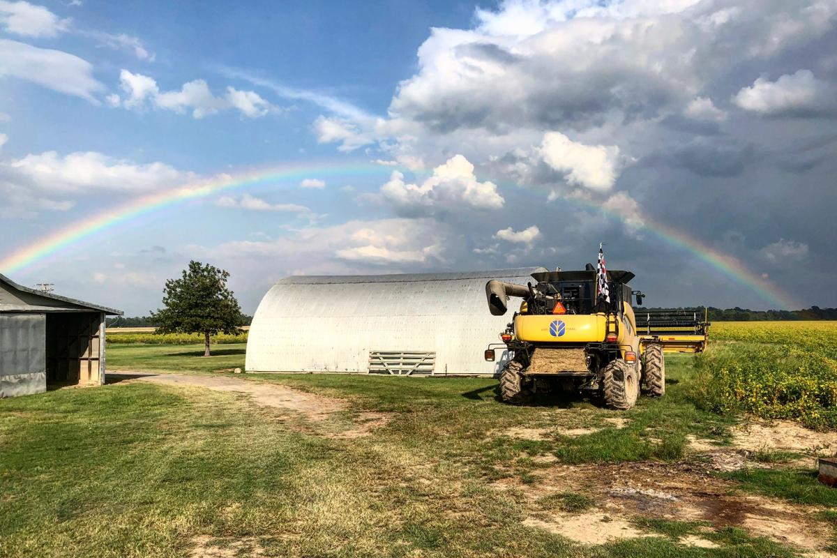 Rainbow over our (Will Hahn Farms) shop in Prairie County.