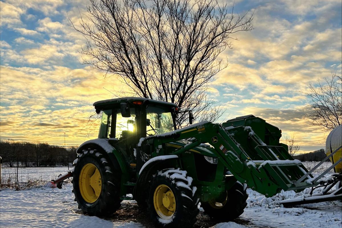 Snowy John Deere Sunset