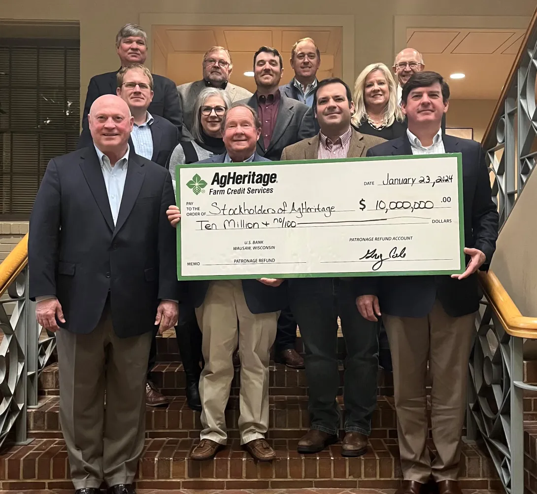 AgHeritage Farm Credit Services will return a record $10 million to Customer-Owners this year through its Patronage Program
